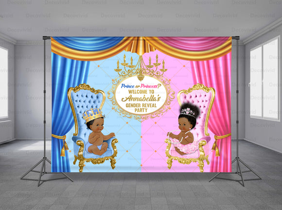 Prince & Princess Gender Reveal Personalized Event Backdrop GRV-1005