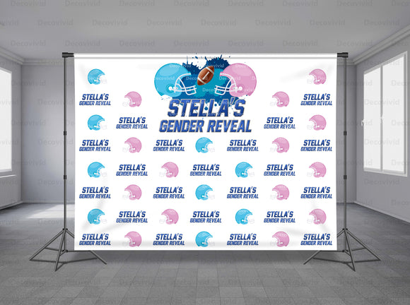 Touchdowns or Tutus Gender Reveal Personalized Event Backdrop GRV-1008