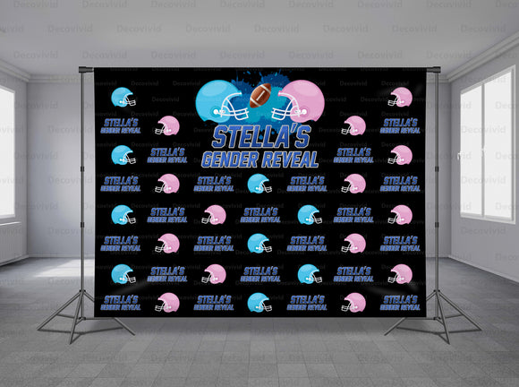 Touchdowns or Tutus Gender Reveal Personalized Event Backdrop GRV-1009